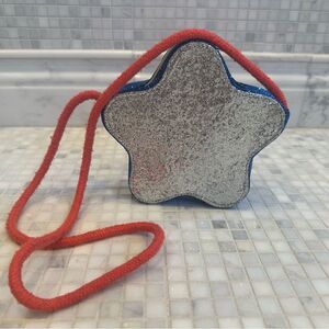 Novelty Red Silver Blue Star Shaped Glitter Purse